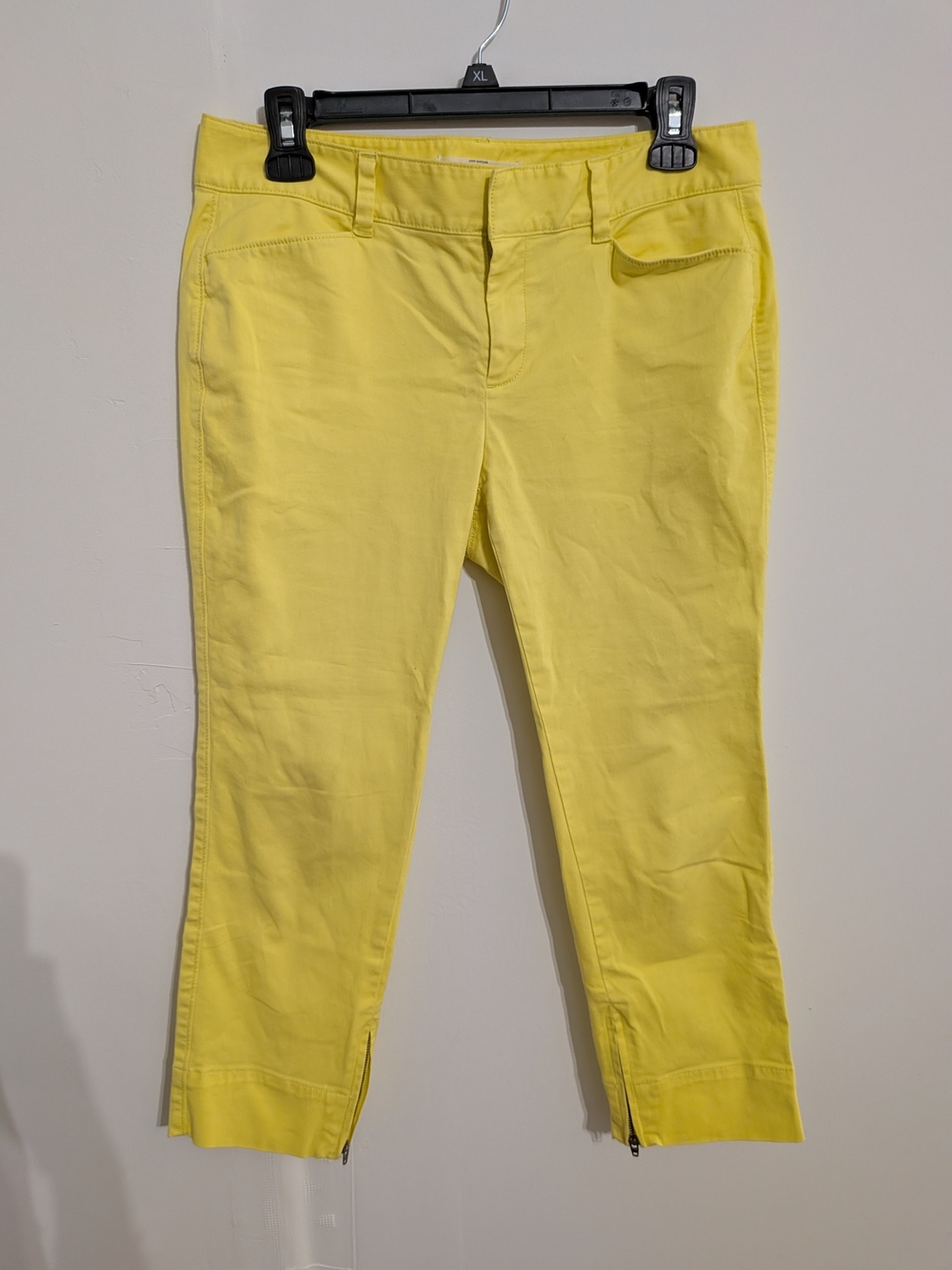 LOFT Bright Yellow Cropped Ankle Pants w/ Zipper At Ankles